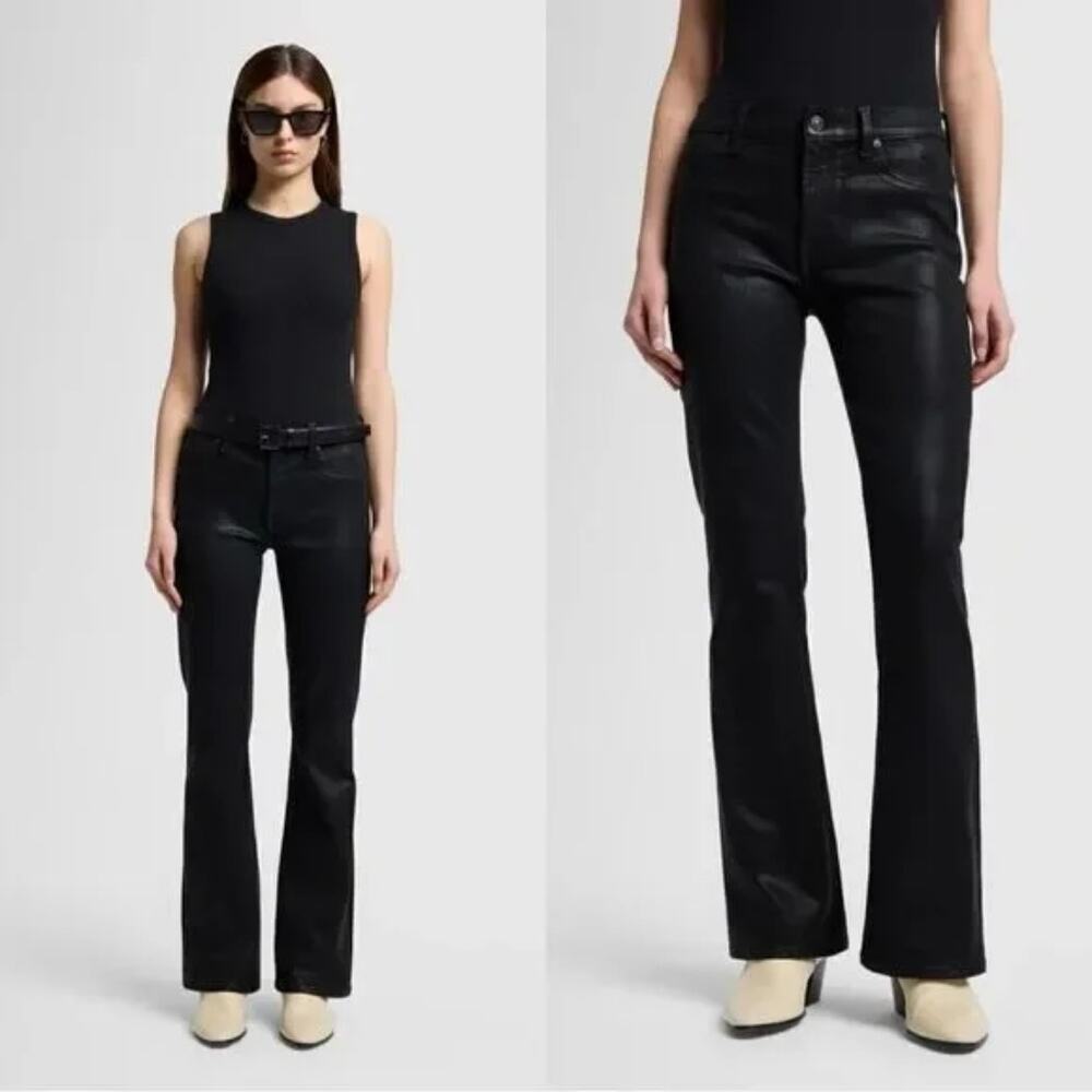 7 For All Mankind Black High Waist Bootcut Jeans Modal Cotton Womens Size 26